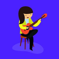 Musician girl playing the guitar