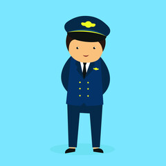 Airplane pilot in a suit with a cap