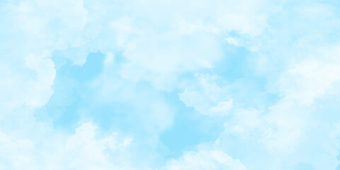 Abstract blue watercolor shades sky background, Natural morning view of summer seasonal cloudy blue sky, Blue sky background for wallpaper, book cover, card, invitation and graphics design.