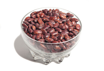 Top view of red beans in bowl isolated on white background.