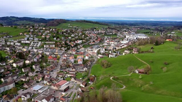 Aerial View of Herisau, Swiss. 