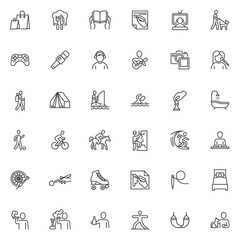 Recreation and hobbies line icons set