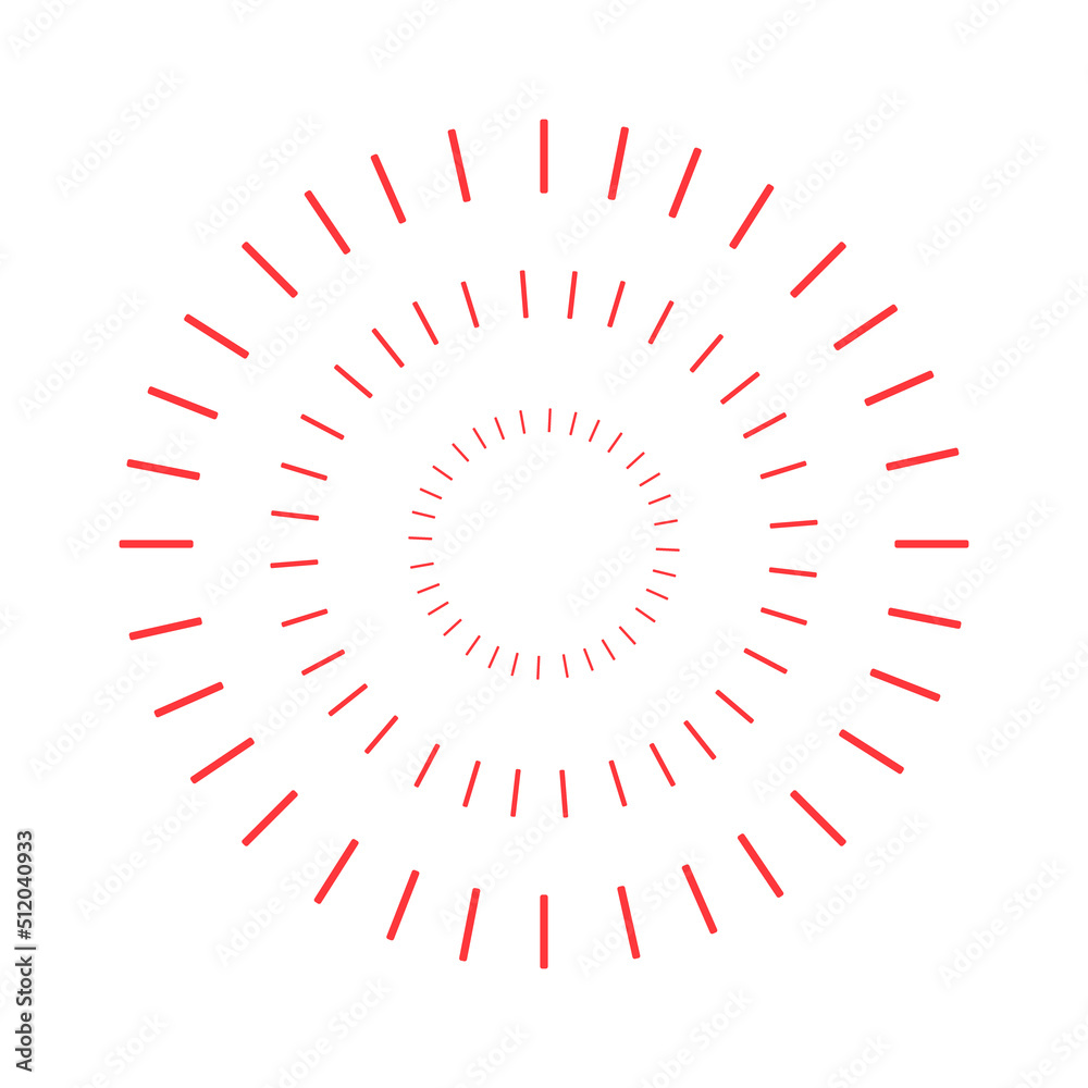 Poster red abstract circular pattern semi flat color vector element. full sized item on white. geometric ra