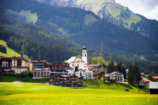 Alpine village Lermoos in spring, Austria