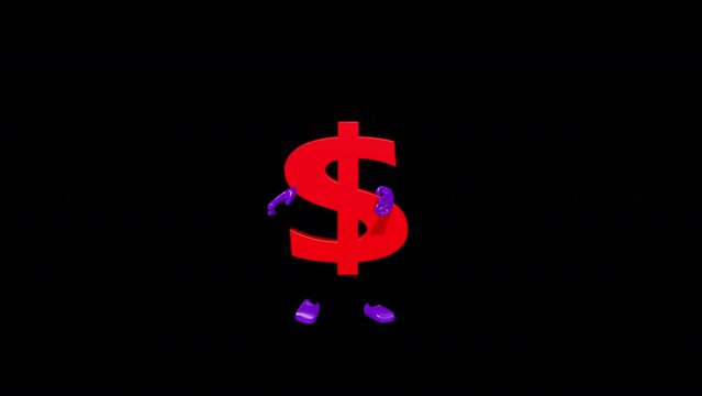 Dollar Dance II,Animation, Full HD 1920x1080, 11 Seconds Long. Alpha Transparent, LOOP.