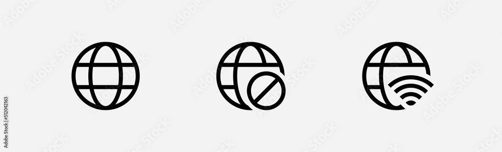 Wall mural internet connection icons. no connection sign. connection flat symbol for apps and websites.