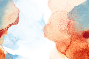 Abstract expressionism background with watercolor splashes on the white background. Style of modern  drip painting.Painting brush texture decoration.