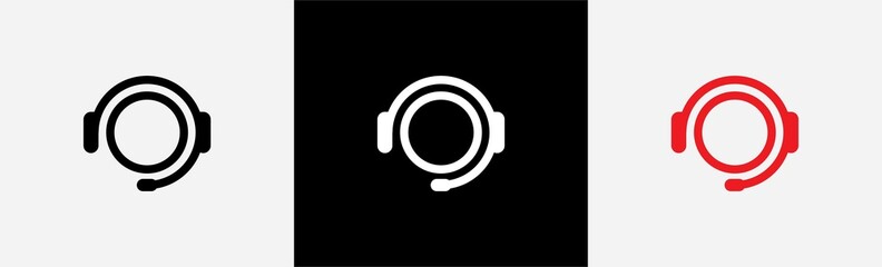 Hotline support service with headphone icons set. Call center symbol. Support service signs. Customer Support, Consultation, consultant, secretary, vector illustration