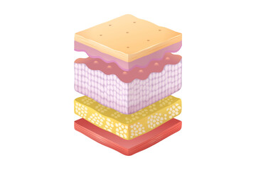 Normal Human Skin Split Layers Isometric Cube with Muscle