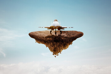 Jet plane on the floating island