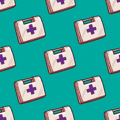 first aid kit vector seamless pattern