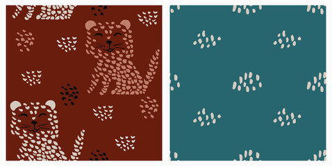 Cheetah baby cute summer seamless pattern. Sweet african animal print
