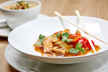 Bowl of noodles with vegetables