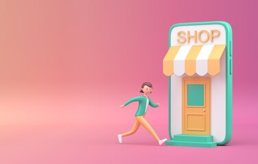 Isolated Online Shopping. 3D Render