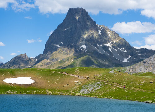 Lac Casterau and Midi d Ossau in the Pyrenees National Park, France