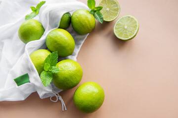 Eco-friendly bag with ripe  limes