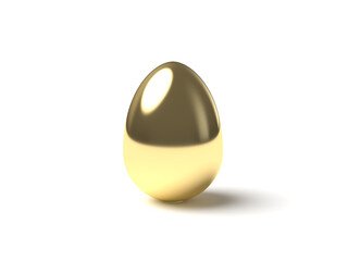 直立する黄金の卵　3Dイラストレーション