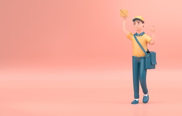 Isolated 3D Postman. 3D render