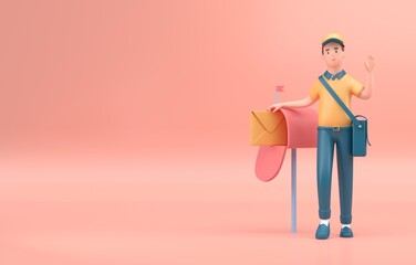 Isolated 3D Postman. 3D render