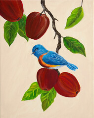 Bluebird and apples