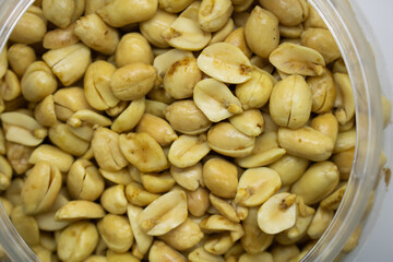 Delicious peanuts isolated white background. 