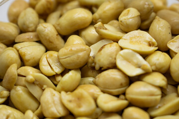 Delicious peanuts isolated white background.