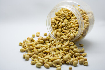 Delicious peanuts isolated white background.