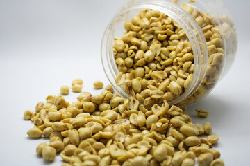 Delicious peanuts isolated white background.