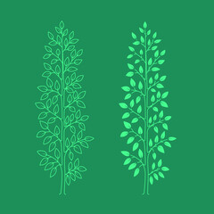 Green Tree. Line art.