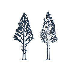 Fototapeta premium Various green trees illustrations. 