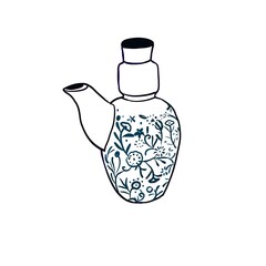 Gravy boat graphics design. Isolated on white background. Illustration for all prints.