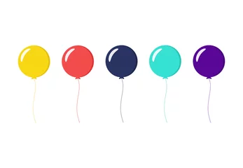 Fotobehang Colorful Balloons flat design on white background. Vector illustration © royyimzy