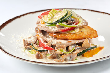 potato pancakes with roasted vegetables