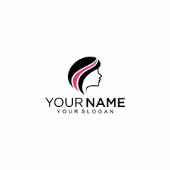 Beautiful female face portrait logo vector