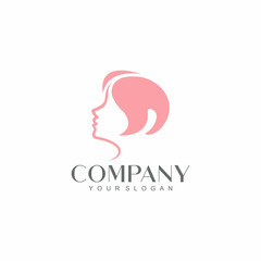 Beautiful female face portrait logo vector