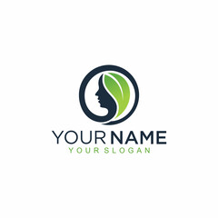 Obraz premium Woman face on a flower petal. Abstract design concept for beauty salon, massage, cosmetic and spa. Female logo design template vector