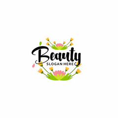 Floral logo design template vector