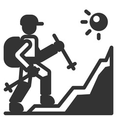 A man hiking the mountain solid icon