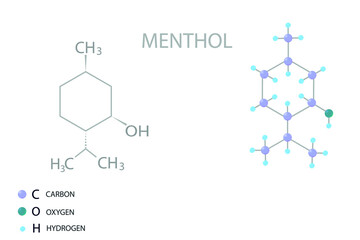Obraz premium Menthol molecular skeletal 3D chemical formula. 