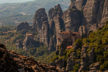 Fototapeta na wymiar Beautiful landscape with rock formations and monastery at Meteora, Trikala region Meteora Kalabaka Greece