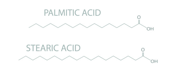 Palmitic acid or stearic acid molecular skeletal chemical formula.	