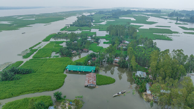 Flood flooded area - Flooded- Arial photo - Bangladesh flood
