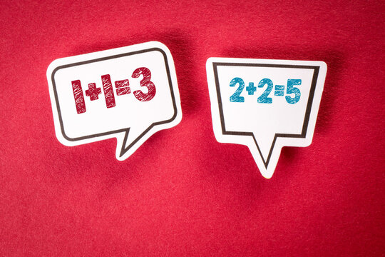 Synergy Concept. Two speech bubbles on a red background