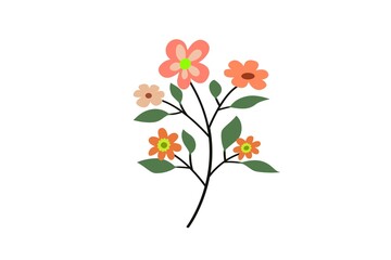 flowers and leaves on a white background