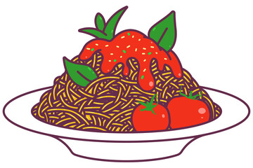 Spaghetti vector cartoon illustration isolated on a white background.