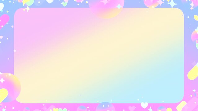 Looped soft pastel gradient color background with bling bling sparkles frame animation.