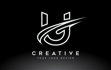 Creative U Letter Logo Design with Swoosh Icon Vector.