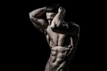 Sexy sport muscle fit guy stripped. Bare torso man, male abs and body. Naked Man. Nude male torso....