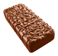 Chocolate Cereal Crispy with rice wafer bar. Isolated on background. 3d illustration.