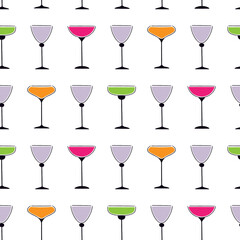 Vector elegant textured wineglasses seamless pattern. Design for fabric,textile,wrapping paper,poster.